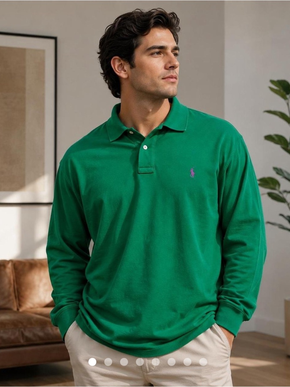 Ralph Lauren Bright Green Crewneck with Polo Player Embroidery